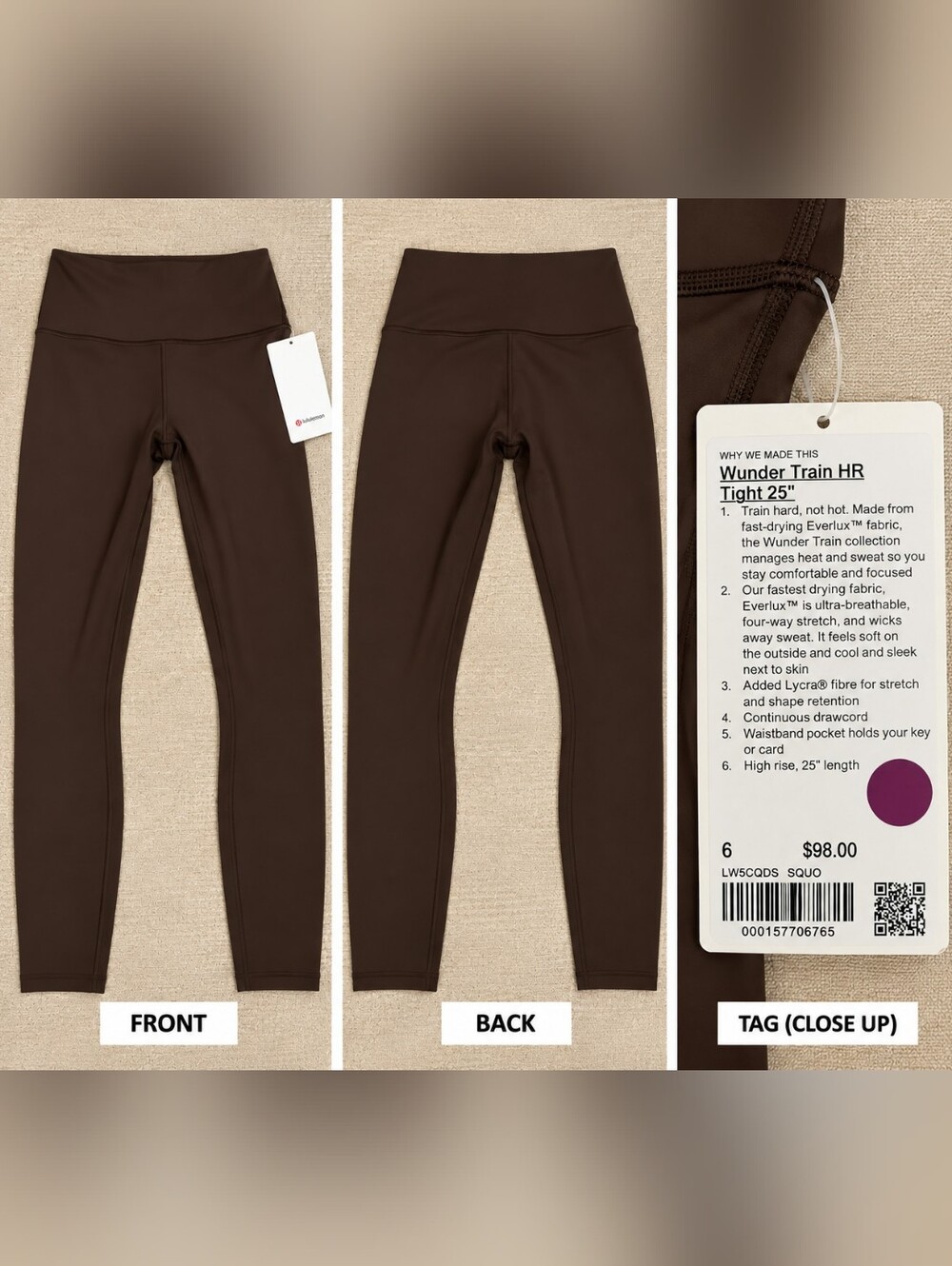 lululemon athletica Wunder Tight 25" High-Rise Leggings - Dark Brown